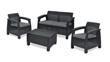 Cargar imagen en el visor de la galería, Conjunto De Jardin Confu simil rattan 4 Cuerpos