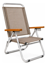 Cargar imagen en el visor de la galería, Sillón Playa/ Jardin Reclinable Elegance Aluminio Y Madera Avellana Elegance Reclinable Zaka