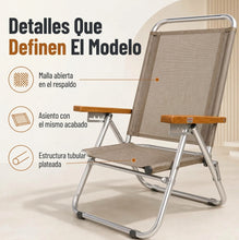 Cargar imagen en el visor de la galería, Sillón Playa/ Jardin Reclinable Elegance Aluminio Y Madera Avellana Elegance Reclinable Zaka