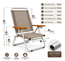 Cargar imagen en el visor de la galería, Sillón Playa/ Jardin Reclinable Elegance Aluminio Y Madera Avellana Elegance Reclinable Zaka