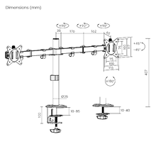 Cargar imagen en el visor de la galería, Soporte Para Doble Monitor Movil De Mesa De 17&#39;&#39;a 32&#39;&#39;. Color Negro!!!!