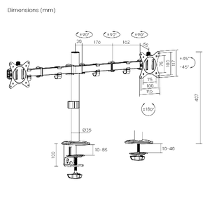 Soporte Para Doble Monitor Movil De Mesa De 17''a 32''. Color Negro!!!!