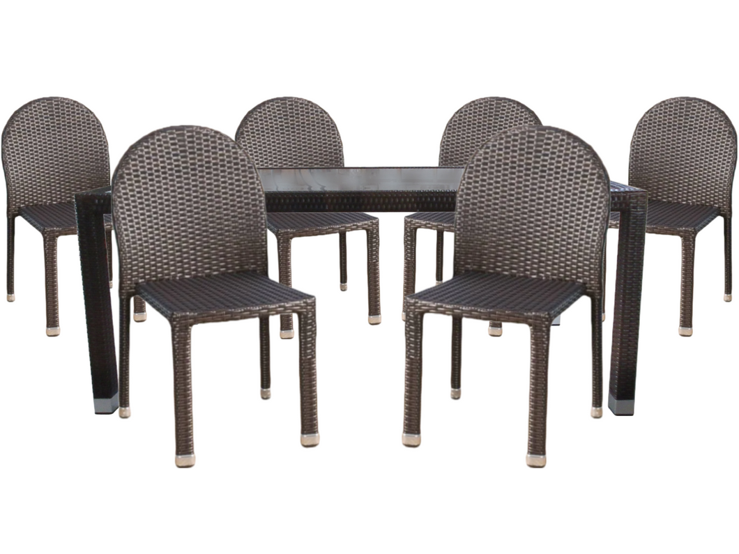 Conjunto Mesa Jardín Aluminio Y Simil Rattán+6 Sillas.