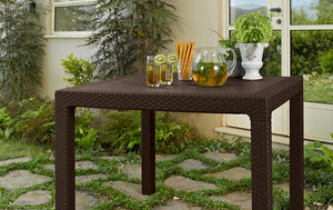 MESA QUARTET 95X95 cm EN SIMIL RATTAN Y RESINA.